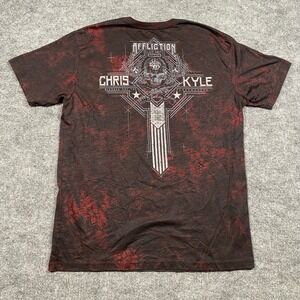 Affliction Chris Kyle American Sniper T-Shirt Mens 2XL Red Black Graphic Tee USA